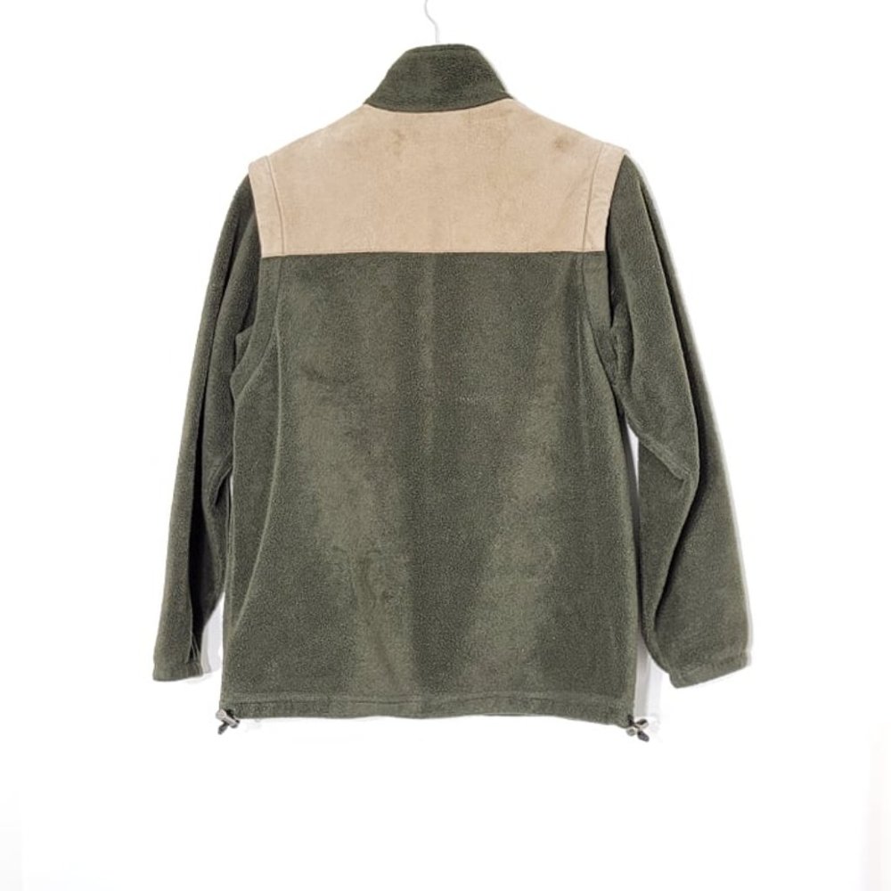 Vintage Olive Green Fleece Jacket with Tan Accents - Picture 2 of 13